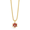Absolute Siam Red Flower Pendant Necklace, Gold