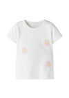 Name It Baby Girl Jeanelle Floral Tee, White