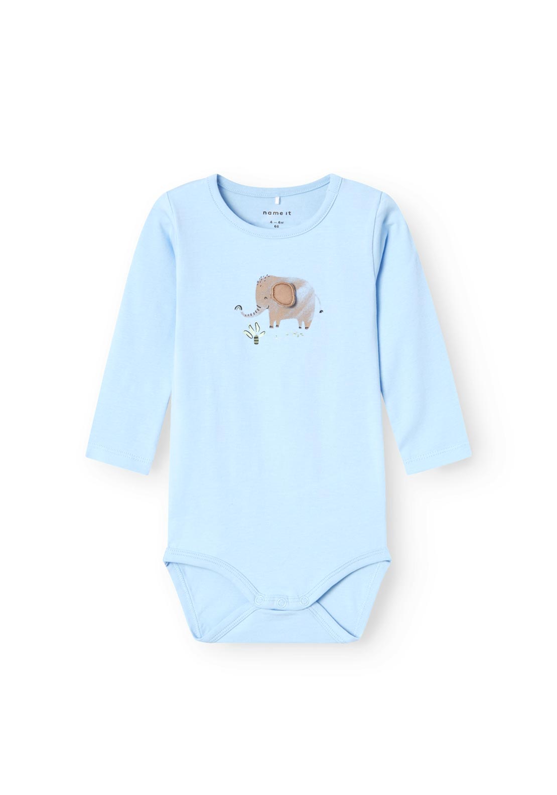 Name It Baby Boy Hannon Long Sleeve Bodysuit, Chambray Blue