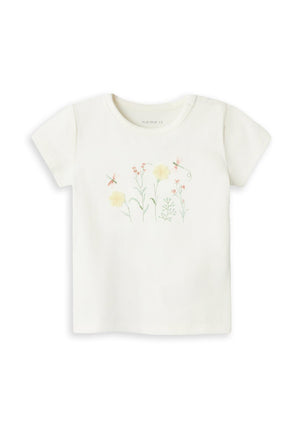 Name It Baby Girl Hyria Short Sleeve Top, Jet Stream