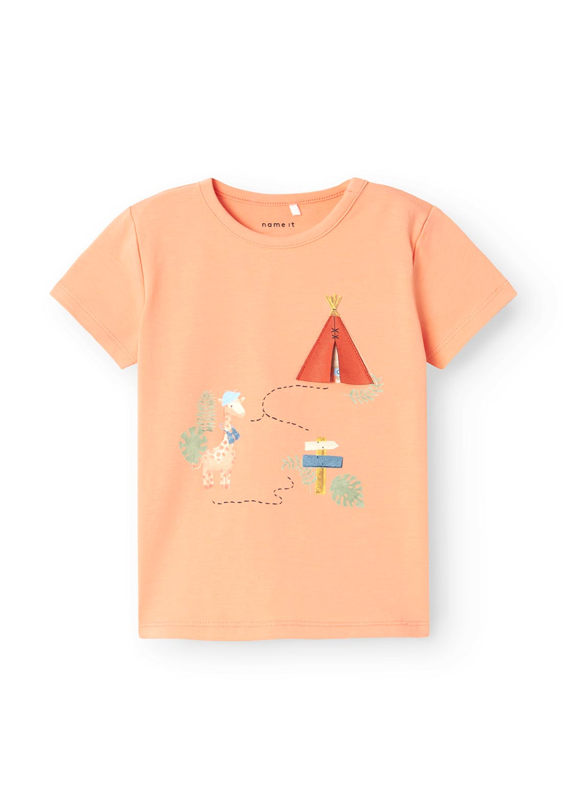 Name It Baby Boy Hico Short Sleeve Tee, Papaya Punch