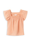 Name It Kid Girl Junica Short Striped Top, Papaya Punch