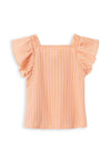 Name It Kid Girl Junica Short Striped Top, Papaya Punch