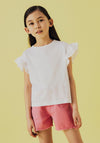 Name It Kid Girl Jaline Short Sleeve Top, Lucent White