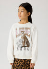 Name It Kid Girl Neo Long Sleeve Print Sweater, Off White