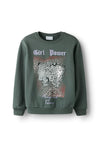 Name It Kid Girl Neo Long Sleeve Print Sweater, Grey