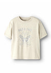 Name It Kid Girl Janta Metallic Print Short Sleeve Tee, Beige
