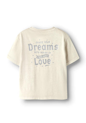 Name It Kid Girl Janta Metallic Print Short Sleeve Tee, Beige