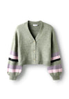 Name It Kid Girl Belen Stripe Long Sleeve Cardigan, Grey