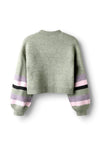 Name It Kid Girl Belen Stripe Long Sleeve Cardigan, Grey