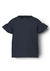 Name It Kid Girl Vilukka Short Sleeve Frill Sleeve Tee, Dark Sapphire