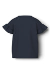 Name It Kid Girl Vilukka Short Sleeve Frill Sleeve Tee, Dark Sapphire