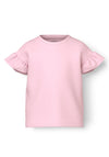 Name It Kid Girl Vilukka Short Sleeve Frill Sleeve Tee, Parfait Pink
