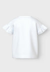 Name It Kid Girl Vilukka Short Sleeve Frill Sleeve Tee, Bright White