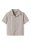 Name It Mini Boy Jax Short Sleeve Stripe Shirt, Beige