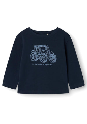 Name It Mini Girl Relle Long Sleeve Top, Dark Sapphire