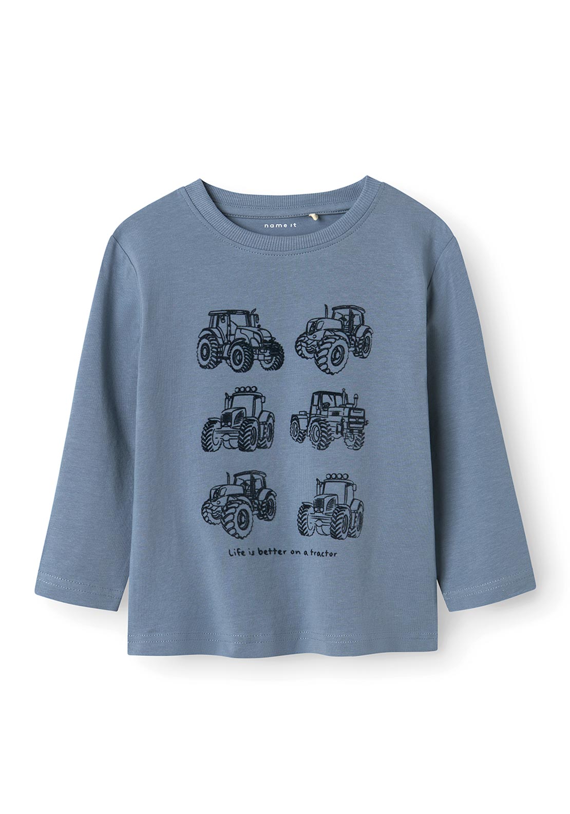 Name It Mini Girl Relle Long Sleeve Top, Flint Stone