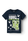 Name It Kid Boy Mylius Minecraft Short Sleeve Tee, Dark Sapphire