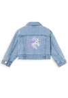 Name It Mini Girl Conny Unicorn Denim Jacket, Light Blue Denim