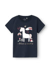 Name It Mini Girl Veen Short Sleeve Tee, Dark Sapphire
