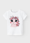 Name It Mini Girl Veen Short Sleeve Tee, Bright White