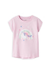 Name It Mini Girl Vigea Short Sleeve Unicorn Tee, Pink