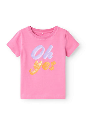 Name It Mini Girl Hanne Short Sleeve Tee, Wild Orchid