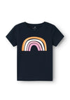 Name It Mini Girl Hanne Short Sleeve Rainbow Tee, Dark Sapphire