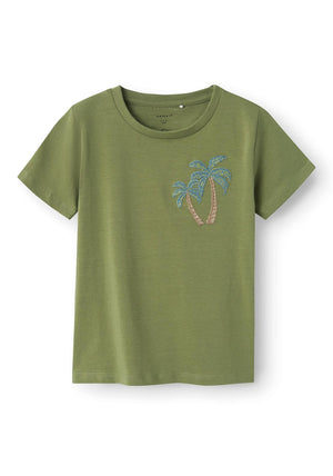 Name It Mini Boy Hakan Short Sleeve Tee, Oil Green