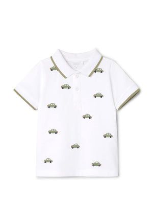Name It Mini Boy Hakan Short Sleeve Polo, Bright White