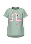 Name It Mini Girl Vix Short Sleeve Tee, Silt Green