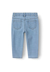 Name It Mini Girl Bella Floral Mom Jean, Light Blue Denim