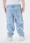Name It Mini Girl Bella Floral Mom Jean, Light Blue Denim