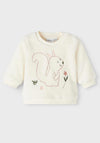 Name It Baby Girl Nasine Long Sleeve Teddy Sweater, Jet Stream