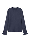 Name It Kid Girl Rib Knit Long Sleeve Top, Dark Sapphire