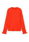 Name It Kid Girl Rib Knit Long Sleeve Top, Cherry Tomato