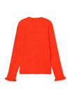 Name It Kid Girl Rib Knit Long Sleeve Top, Cherry Tomato