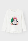 Name It Mini Girl Christmas Long Sleeve Top, Jet Stream