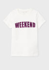 Name It Kid Girl Weekend Short Sleeve Tee, Jet Stream