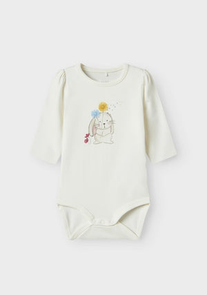 Name It Baby Girl Korn Long Sleeve Bodysuit, Cloud Dancer