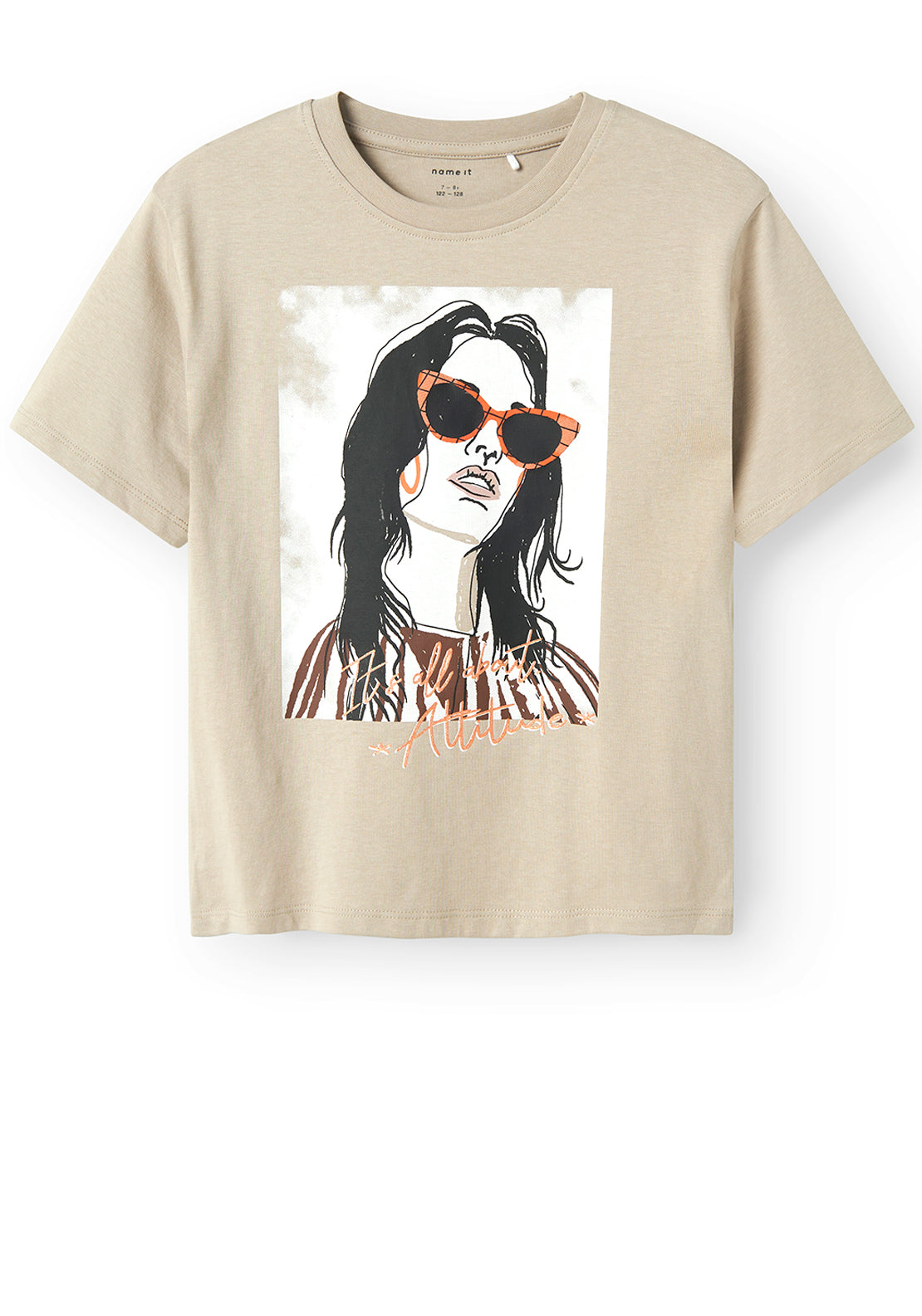 Name It Kid Girl Obia Short Sleeve Tee, Beige
