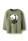 Name It Mini Boy Salan Panda Long Sleeve Top, Green