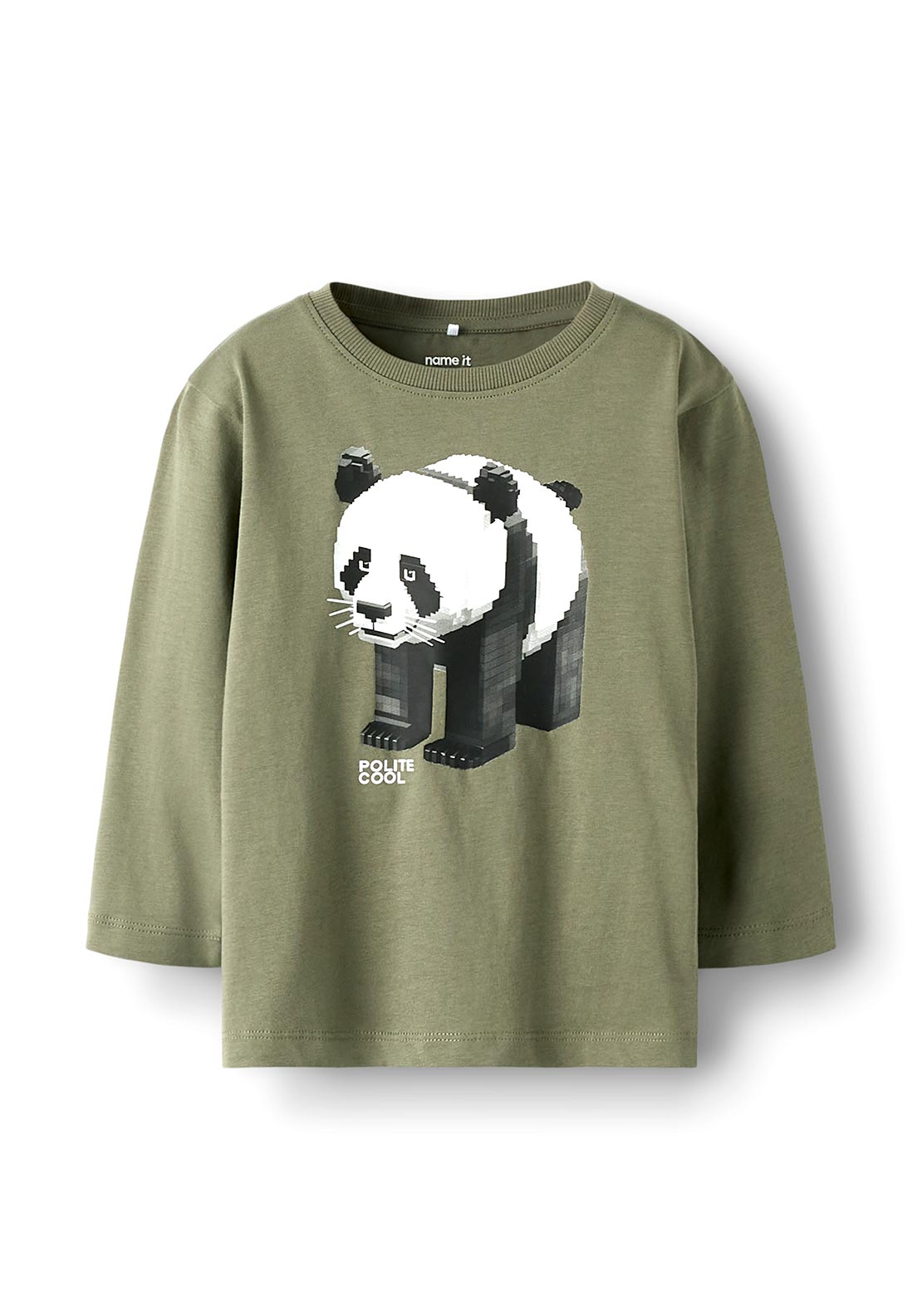 Name It Mini Boy Salan Panda Long Sleeve Top, Green