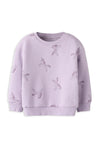 Name It Mini Girl Solea Long Sleeve Print Sweater, Lilac