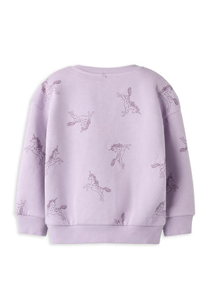 Name It Mini Girl Solea Long Sleeve Print Sweater, Lilac
