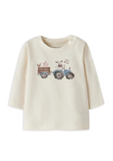 Name It Baby Boy Laurids Farm Long Sleeve Top, Cream