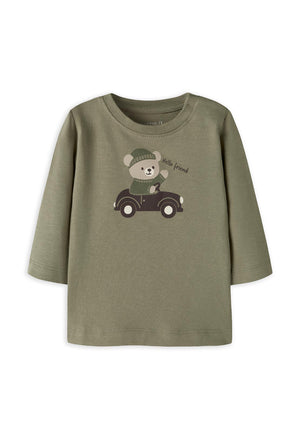 Name It Baby Boy Osmar Teddy Long Sleeve Top, Green