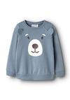 Name It Mini Boy Ollie Bear Long Sleeve Sweater, Blue