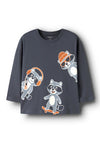 Name It Mini Boy Vilasse Racoon Long Sleeve Top, Navy
