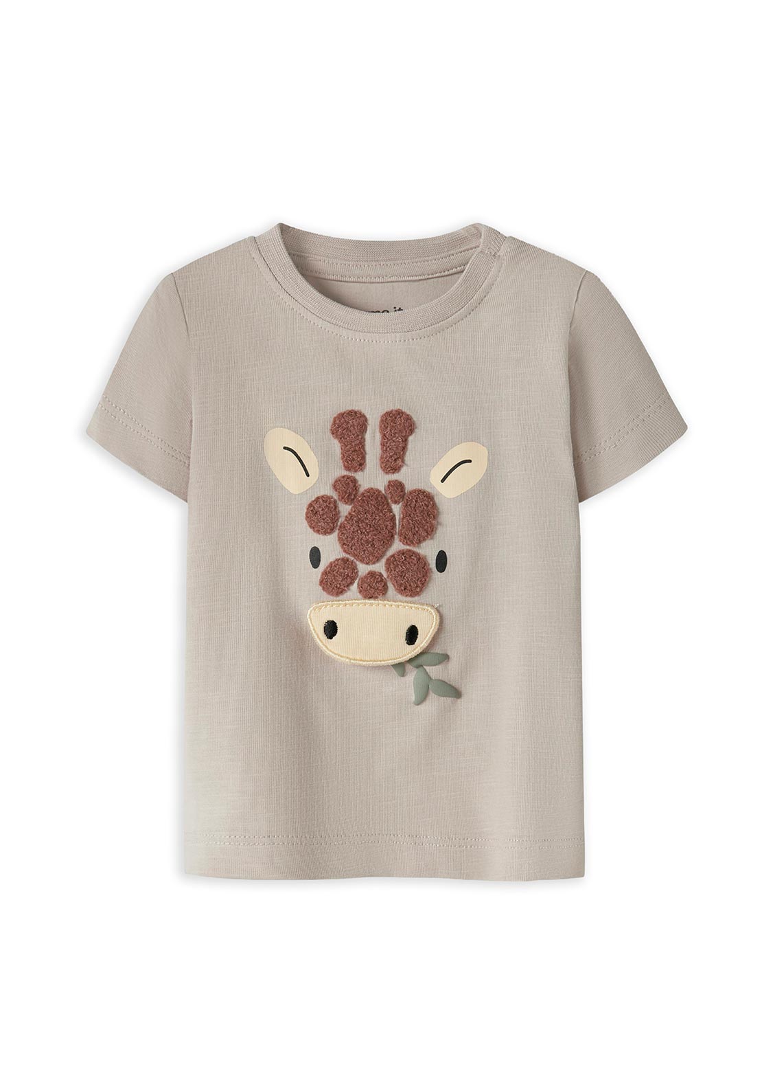 Name It Baby Boy Hole Giraffe Short Sleeve Tee, Beige